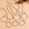 Titanium Steel Multistrand Cross Snake Chain Fashion Jewelry Bracelet Anklet Necklace Set With Diamonds