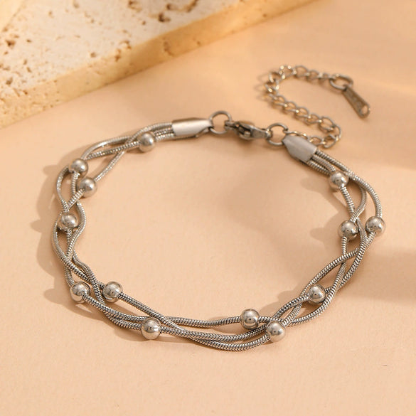 Titanium Steel Multistrand Cross Snake Chain Fashion Jewelry Bracelet Anklet Necklace Set With Diamonds