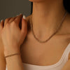 Titanium Steel Multistrand Cross Snake Chain Fashion Jewelry Bracelet Anklet Necklace Set With Diamonds