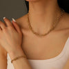 Titanium Steel Multistrand Cross Snake Chain Fashion Jewelry Bracelet Anklet Necklace Set With Diamonds