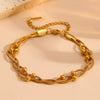 Titanium Steel Multistrand Cross Snake Chain Fashion Jewelry Bracelet Anklet Necklace Set With Diamonds