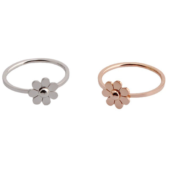 Titanium Steel Natural Flower Style Ring With Electroplating Rose Gold For Lovers