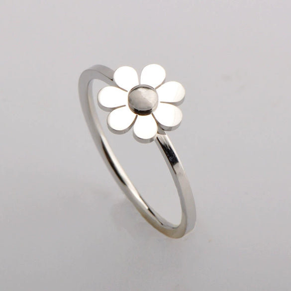 Titanium Steel Natural Flower Style Ring With Electroplating Rose Gold For Lovers