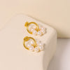 Titanium Steel Natural Freshwater Pearl Geometric Vintage Niche Highend Pure Handmade Women's Earrings