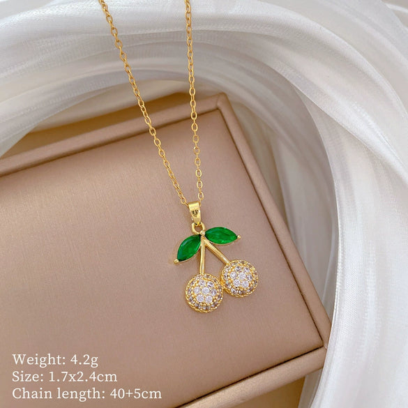 Titanium Steel Natural Geometric Style Microinlaid Electroplated Women's Necklace And Earrings Set