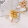 Titanium Steel Natural Pearl Earrings For Women Light Luxury Electroplated Flower Niche Ear Studs