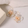 Titanium Steel Natural Pearl Earrings For Women Light Luxury Electroplated Flower Niche Ear Studs