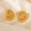 Titanium Steel Natural Stone Geometric Earrings With Electroplating Retro Light Luxury Style For Women