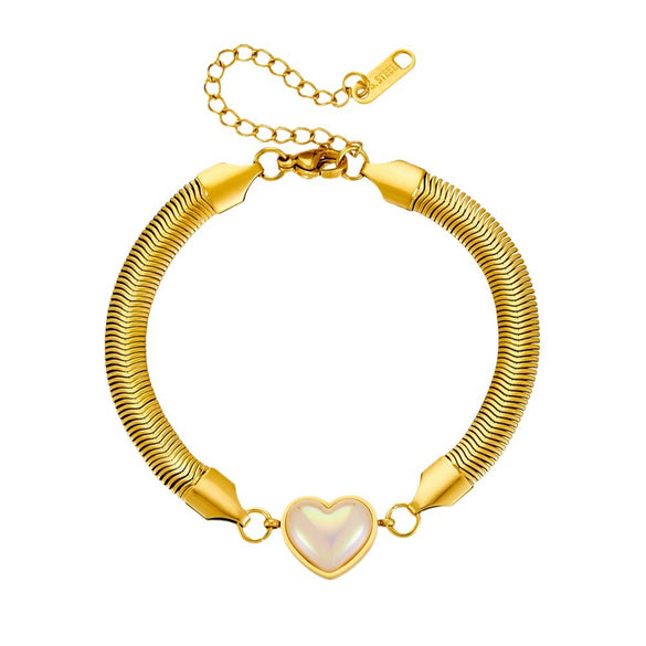 Titanium Steel Natural Style Frosted Butterfly Peach Heart Electroplated Bracelet For Women