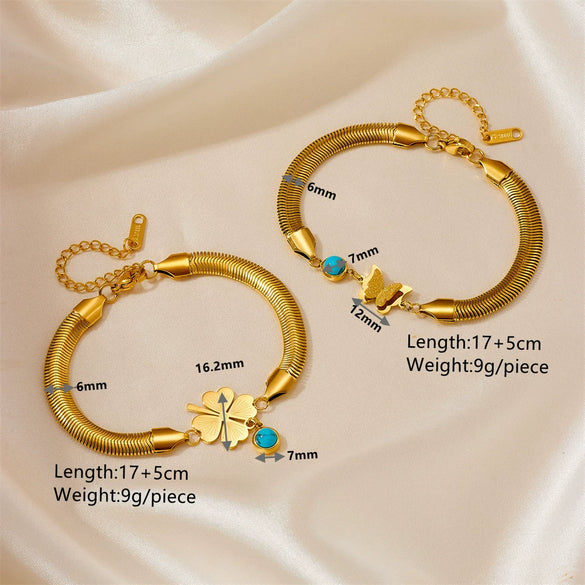 Titanium Steel Natural Style Frosted Butterfly Peach Heart Electroplated Bracelet For Women