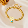 Titanium Steel Natural Style Frosted Butterfly Peach Heart Electroplated Bracelet For Women