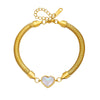 Titanium Steel Natural Style Frosted Butterfly Peach Heart Electroplated Bracelet For Women