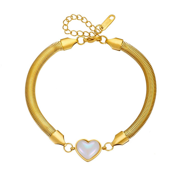 Titanium Steel Natural Style Frosted Butterfly Peach Heart Electroplated Bracelet For Women