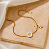 Titanium Steel Natural Style Geometric Plant Flowers Gold Plated Accessories Pendant Bracelet Necklace Earring Set For Women