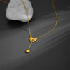 Titanium Steel Natural Style Jewelry With Geometric And Plant Flowers Pattern Box Chain Electroplating Bow And Tassel Pendant For Women And Men