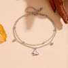 Titanium Steel Necklace Bracelet Set With Butterfly And Plant Flowers Design