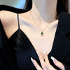 Titanium Steel Necklace Female 18K Gold Plated Water Drop Pendant With Diamond Design And Ochain