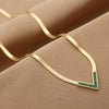 Titanium Steel Necklace Mixed Gem Inlay Geometric Style Blade Chain 18K Gold Plated For Women