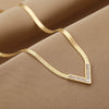Titanium Steel Necklace Mixed Gem Inlay Geometric Style Blade Chain 18K Gold Plated For Women