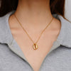 Titanium Steel Necklace With Geometric Ring Heart Pendant Electroplated O Chain For Women