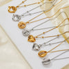 Titanium Steel Necklace With Geometric Ring Heart Pendant Electroplated O Chain For Women