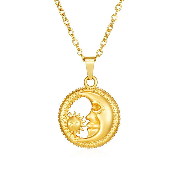 Titanium Steel Necklace With Geometric Ring Heart Pendant Electroplated O Chain For Women
