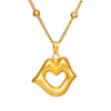 Titanium Steel Necklace With Geometric Ring Heart Pendant Electroplated O Chain For Women