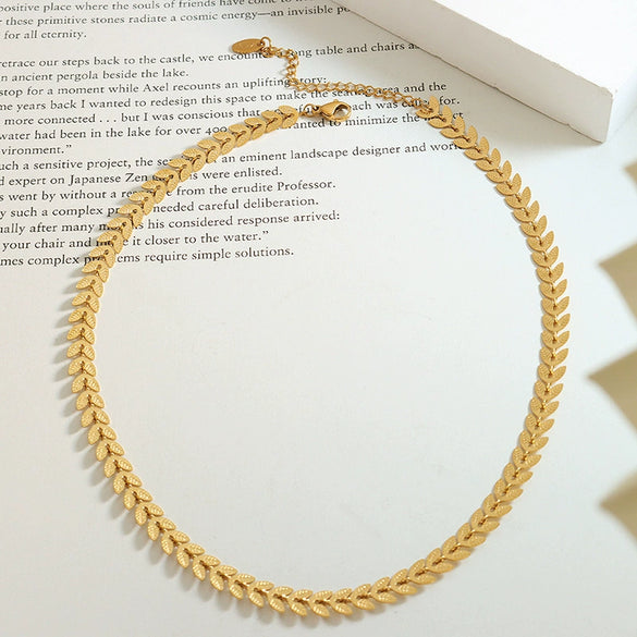 316L Stainless Steel Necklace With Gold Plated Leaf And Phoenix Tail Splicing Chain Fashion Design For Women