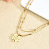 Titanium Steel Necklace With Love Heart And Four Leaf Clover Geometric Pattern Box Chain