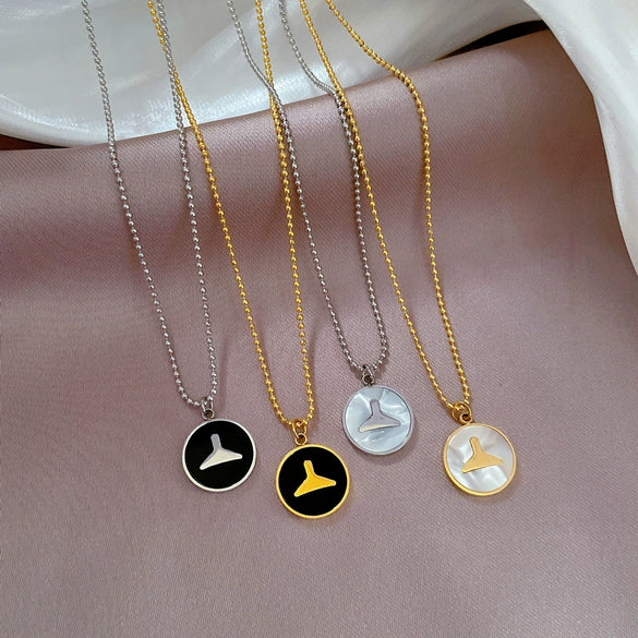 Titanium Steel Necklace With Mermaid Tail Pendant Electroplated In Air Furnace For Women Geometric Cartoon Style