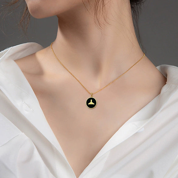 Titanium Steel Necklace With Mermaid Tail Pendant Electroplated In Air Furnace For Women Geometric Cartoon Style