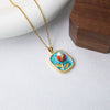 Titanium Steel Necklace With Three Dimensional Flower Design Inlaid Pearl Electroplated For Women