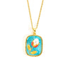 Titanium Steel Necklace With Three Dimensional Flower Design Inlaid Pearl Electroplated For Women