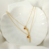 316L Stainless Steel Necklace With Tulip Rhinestone Pendant 18K Gold Plated Simple Style For Women