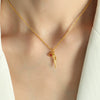 316L Stainless Steel Necklace With Tulip Rhinestone Pendant 18K Gold Plated Simple Style For Women
