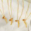 316L Stainless Steel Necklace With Tulip Rhinestone Pendant 18K Gold Plated Simple Style For Women