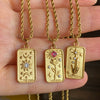 Titanium Steel Niche Design Rectangular Stereo Relief Flower Sun God Eightpointed Star Necklace With Twist Chain
