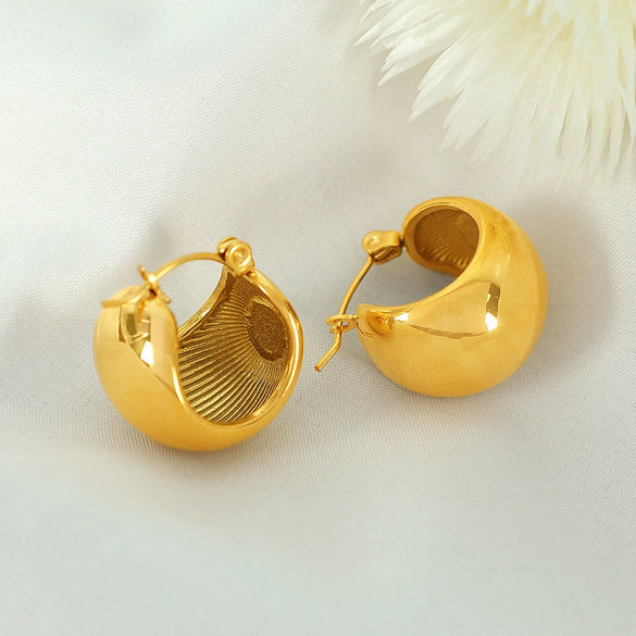 316L Stainless Steel Niche Geometric U Shaped Water Drop Earrings For Women Gold Plated
