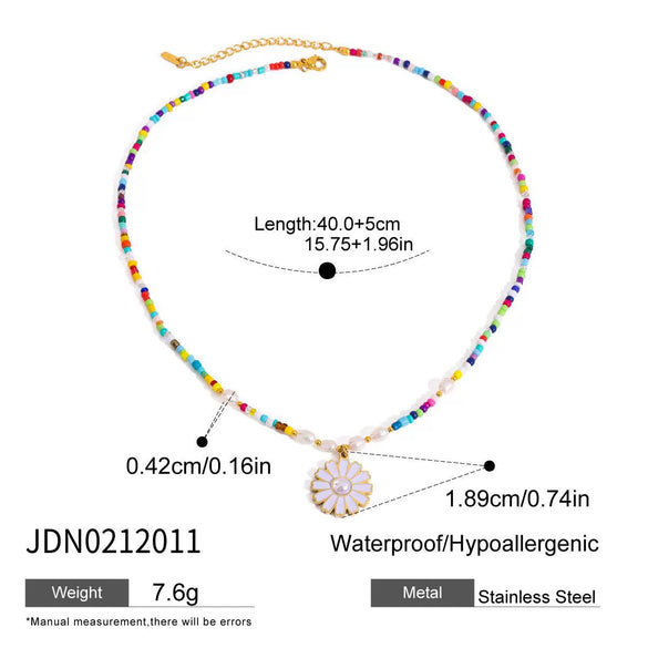 Titanium Steel Non Fading Beaded Pendant Necklace With Ball Chain For Women Electroplated