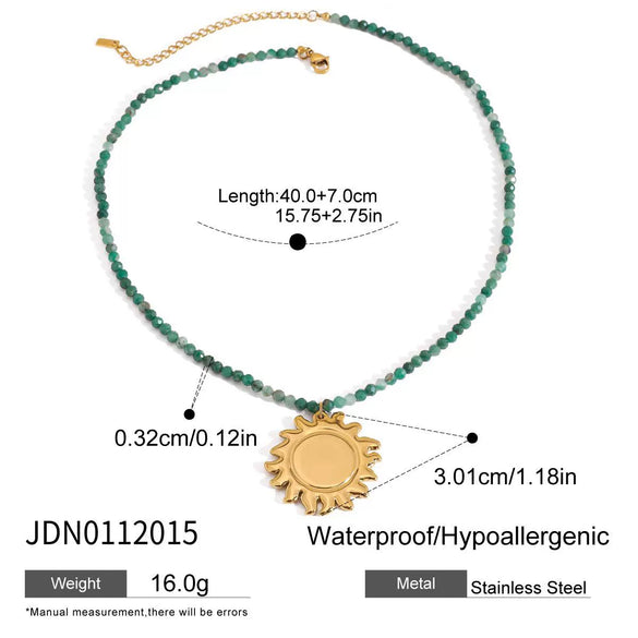 Titanium Steel Non Fading Beaded Pendant Necklace With Ball Chain For Women Electroplated