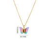 Titanium Steel O Chain Necklace For Women With Gold Plated Mixed Gemstone Inlay Simulation Butterfly Pendant In Light Luxury Style And Electroplating Treatment