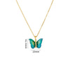 Titanium Steel O Chain Necklace For Women With Gold Plated Mixed Gemstone Inlay Simulation Butterfly Pendant In Light Luxury Style And Electroplating Treatment
