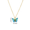 Titanium Steel O Chain Necklace For Women With Gold Plated Mixed Gemstone Inlay Simulation Butterfly Pendant In Light Luxury Style And Electroplating Treatment
