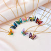 Titanium Steel O Chain Necklace For Women With Gold Plated Mixed Gemstone Inlay Simulation Butterfly Pendant In Light Luxury Style And Electroplating Treatment