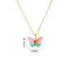 Titanium Steel O Chain Necklace For Women With Gold Plated Mixed Gemstone Inlay Simulation Butterfly Pendant In Light Luxury Style And Electroplating Treatment