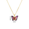Titanium Steel O Chain Necklace For Women With Gold Plated Mixed Gemstone Inlay Simulation Butterfly Pendant In Light Luxury Style And Electroplating Treatment