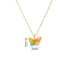 Titanium Steel O Chain Necklace For Women With Gold Plated Mixed Gemstone Inlay Simulation Butterfly Pendant In Light Luxury Style And Electroplating Treatment