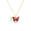 Titanium Steel O Chain Necklace For Women With Gold Plated Mixed Gemstone Inlay Simulation Butterfly Pendant In Light Luxury Style And Electroplating Treatment