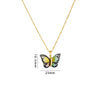 Titanium Steel O Chain Necklace For Women With Gold Plated Mixed Gemstone Inlay Simulation Butterfly Pendant In Light Luxury Style And Electroplating Treatment