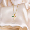 Titanium Steel O Word Chain Necklace With Cross Pendant Mixed Gemstone Setting Electroplating Design For Unisex